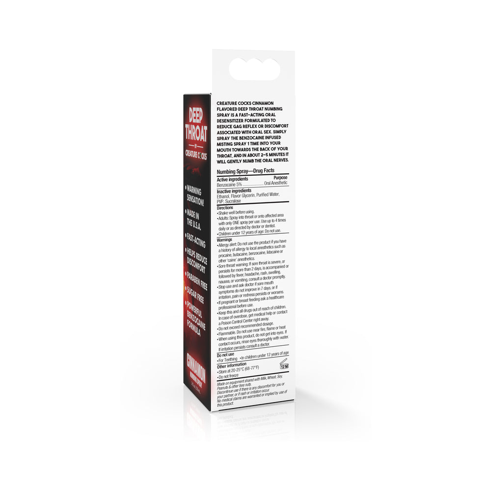 CREATURE COCKS THROAT NUMBING SPRAY CINNAMON 1 OZ.