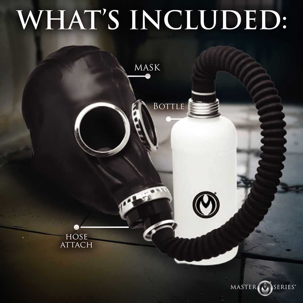 XR BRANDS - MASTER SERIES RUBBER GAS MASK WITH BOTTLE