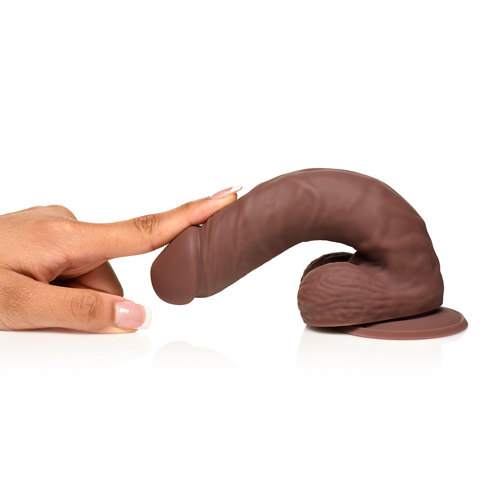 NOVEDADES CURVE - DILDO DE SILICONA EASY RIDERS DE 7 PULGADAS CON TESTÍCULOS OSCURO