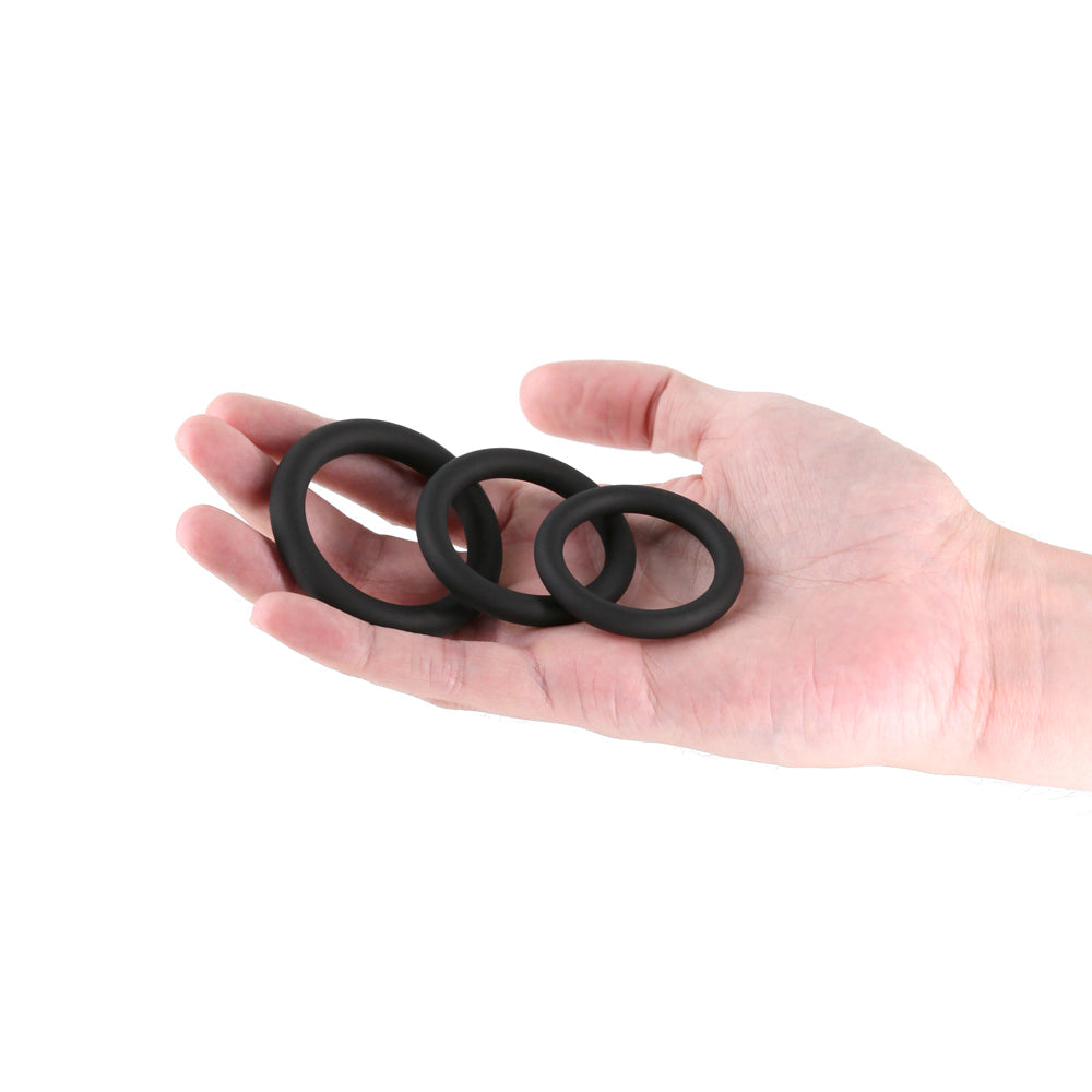 NS NOVELTIES - RENEGADE 3-PIECE SLIM RINGS BLACK