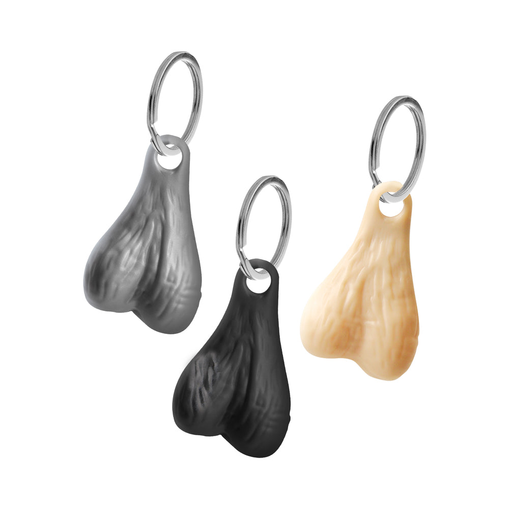 XR BRANDS - BIG BALLERS NUTS KEYCHAIN SET DARK/LIGHT/SILVER