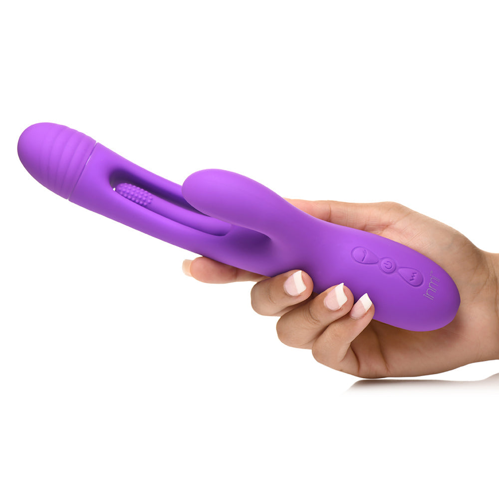 FLICKERS TRI-FLICK FLICKING SILICONE RABBIT VIBRATOR