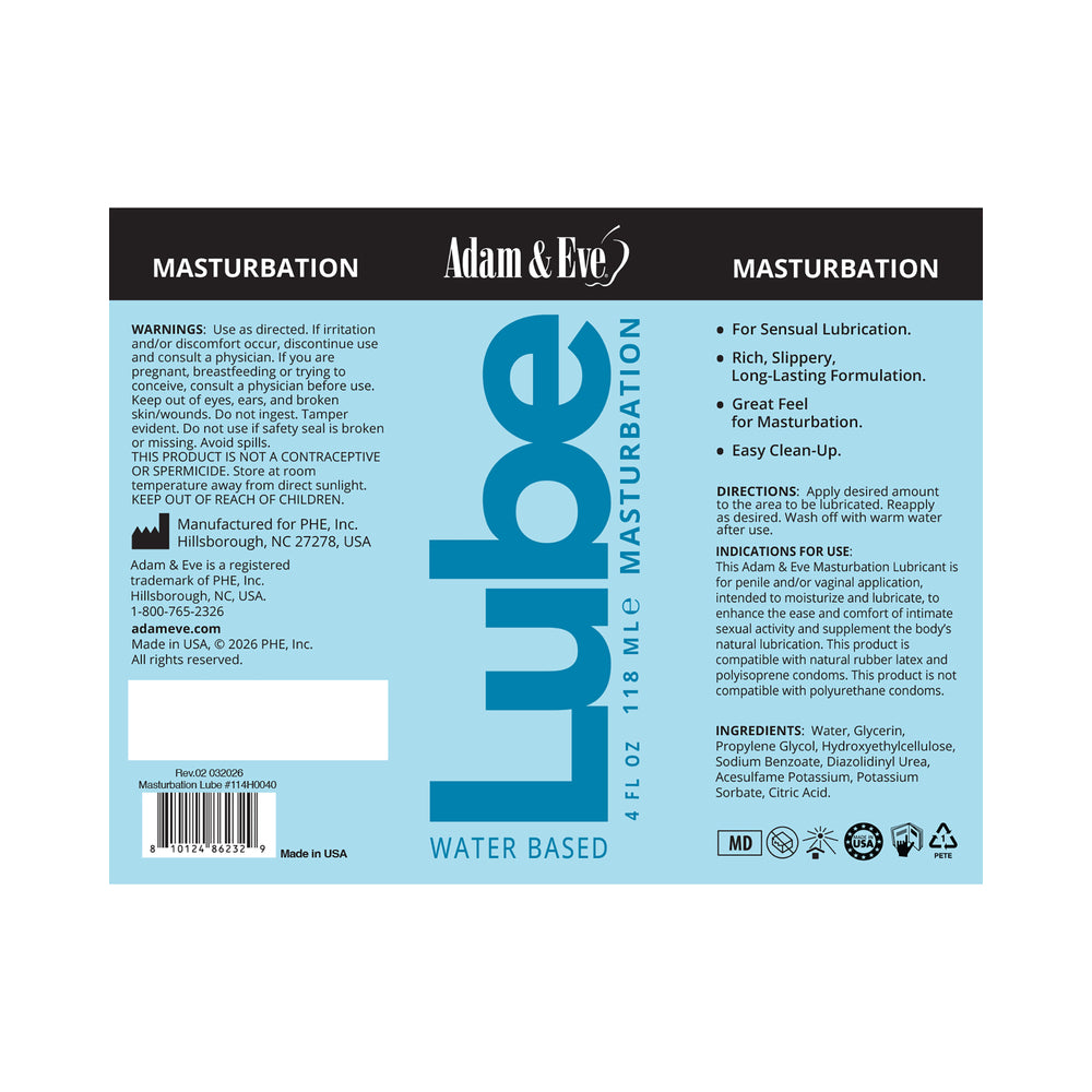 ADAM & EVE - MASTURBATOR LUBRICANT 4 OZ.