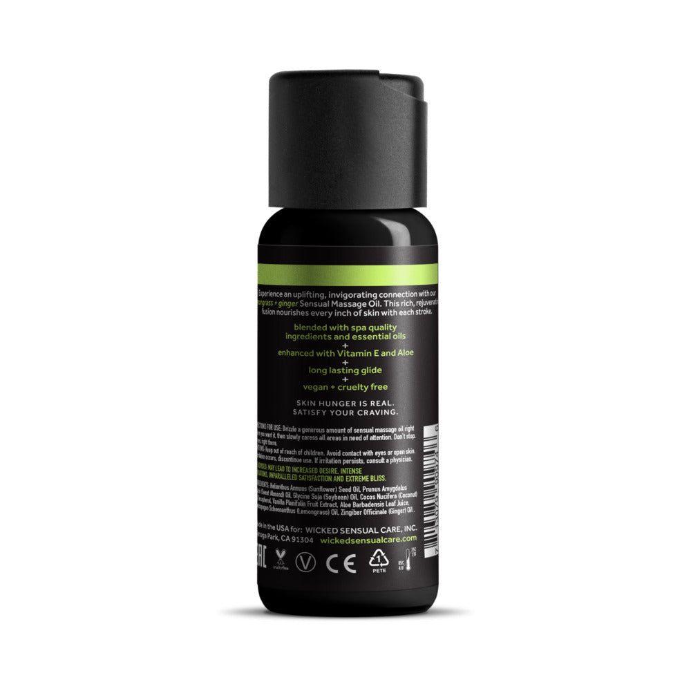 WICKED - LEMONGRASS AND GINGER MASSAGE OIL 4 OZ.