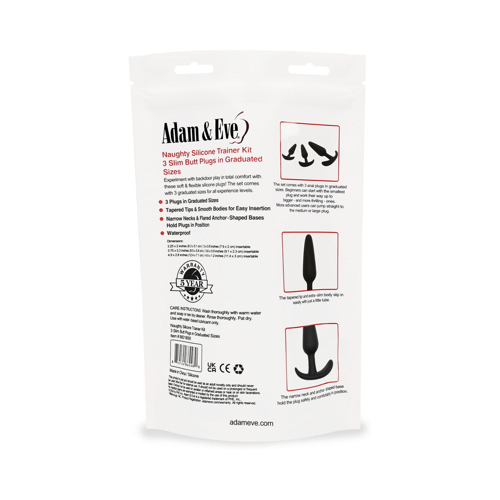 ADAM & EVE - KIT DE ENTRENAMIENTO DE SILICONA TRAVIESO NEGRO (EMBALAJE EN BOLSA)