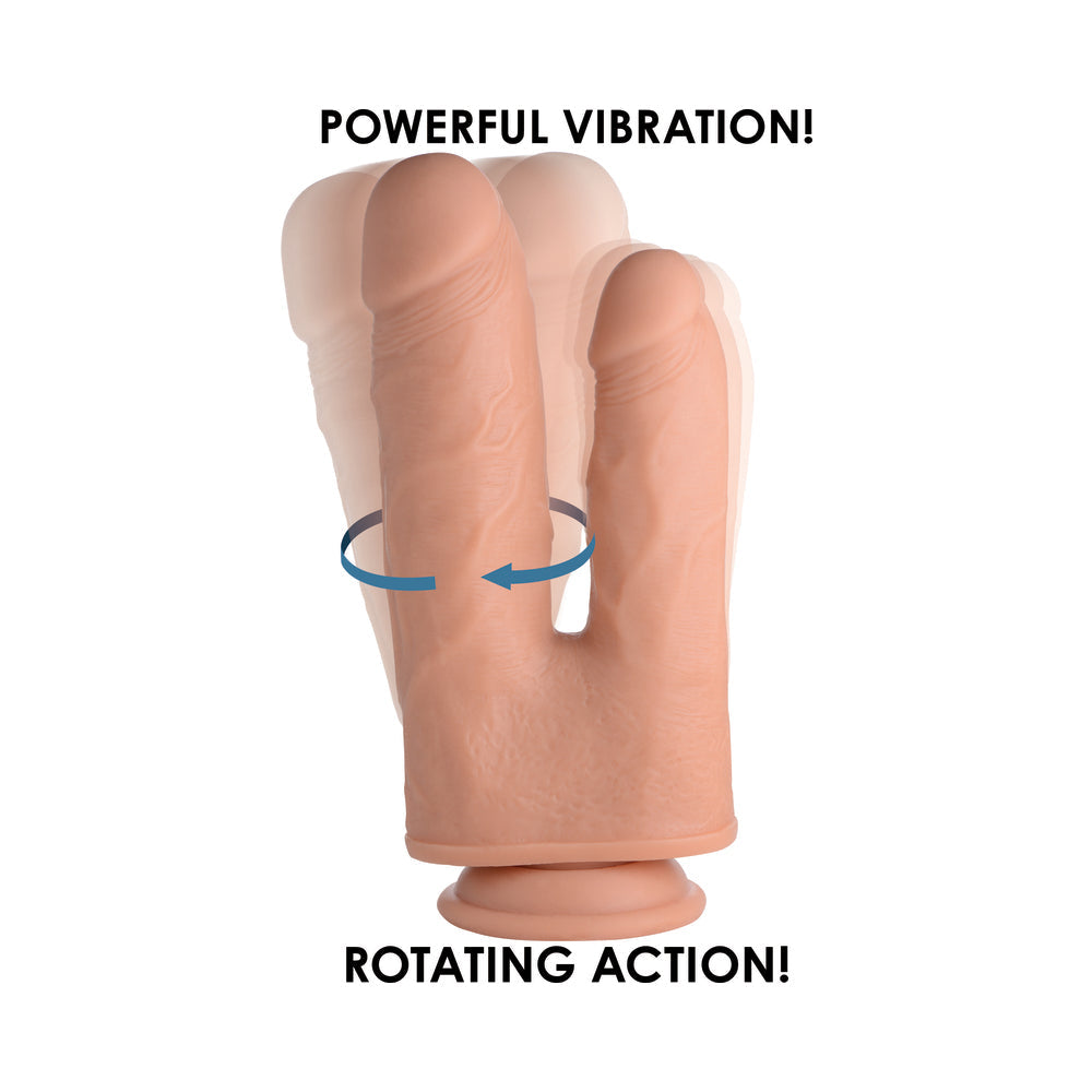 XR BRANDS - BIG SHOT DOUBLE SHOT 8 IN. VIBRATING & ROTATING DOUBLE DONG WITH REMOTE