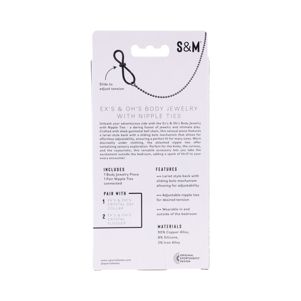 SPORTSHEETS SEX & MISCHIEF EX''S & OH''S BODY JEWELRY WITH NIPPLE TIES