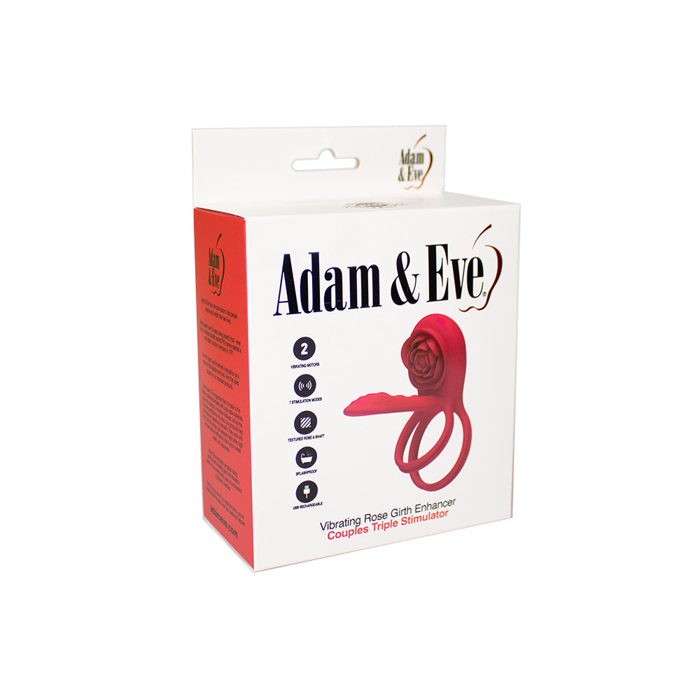 ADAM & EVE VIBRATING ROSE GIRTH ENHANCER COUPLES TRIPLE STIMULATOR
