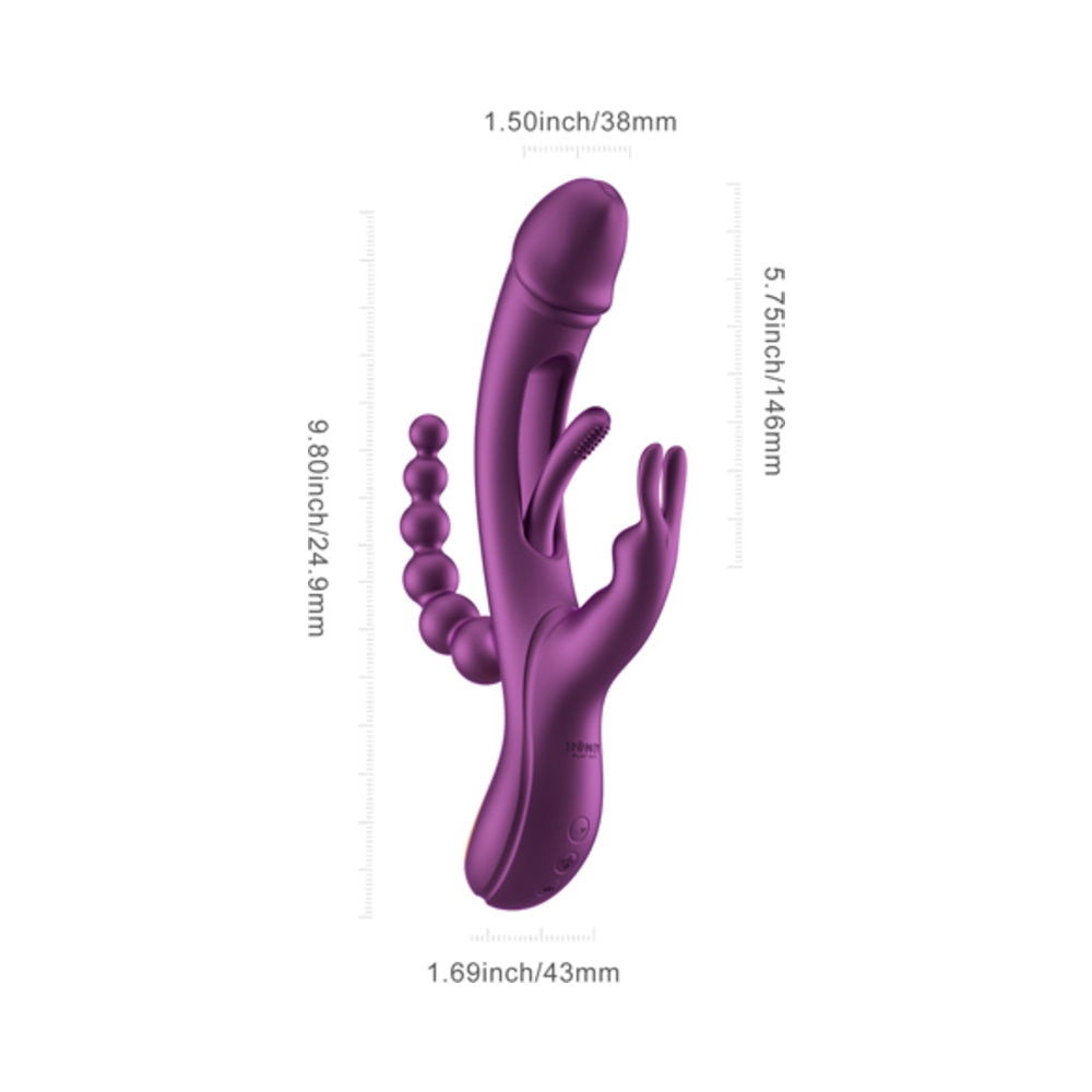 HONEY PLAY BOX TRILUX KINKY FINGER RABBIT VIBRATOR WITH ANAL BEADS PURPLE