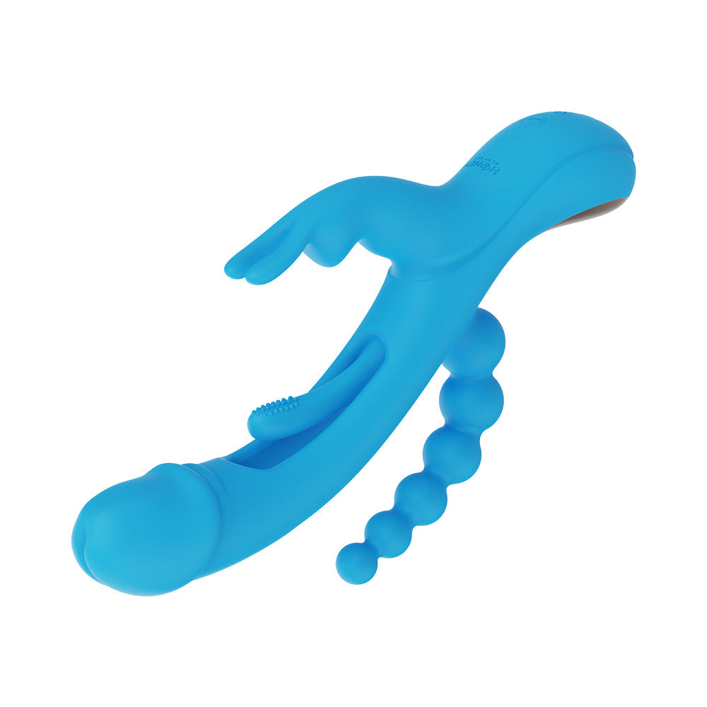 HONEY PLAY BOX - TRILUX KINKY FINGER RABBIT VIBRATOR WITH ANAL BEADS BLUE