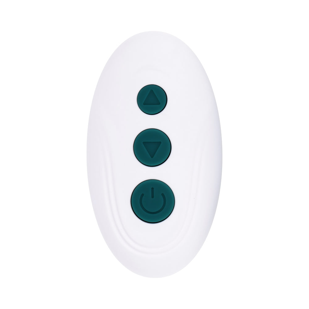 PLAYBOY HAVE A SEAT RECHARGEABLE SILICONE REMOTE-CONTROLLED VIBRATING GRIND PAD DEEP TEAL