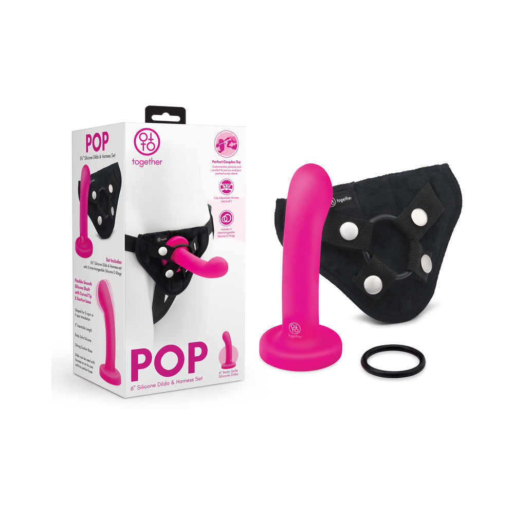 TOGETHER TOY - TOGETHER POP 5 IN. SILICONE DILDO AND HARNESS SET PINK