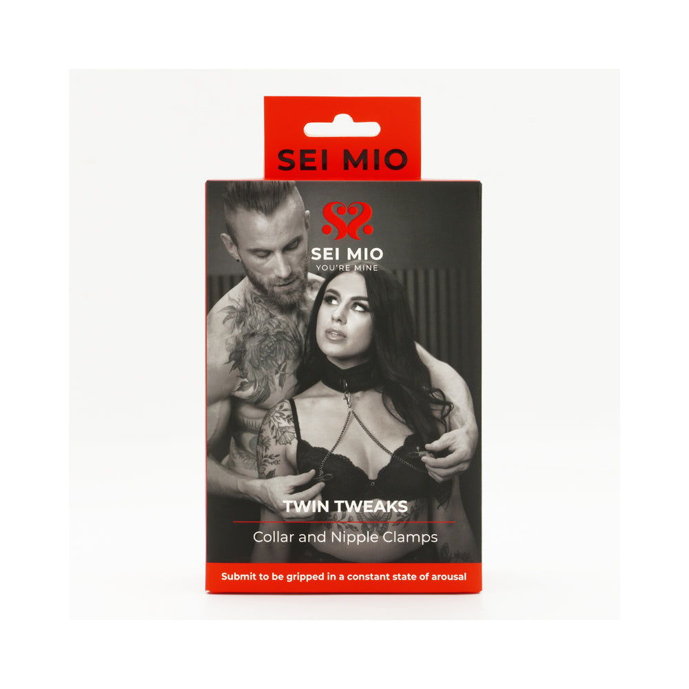 CREATIVE CONCEPTIONS - SEI MIO TWIN TWEAKS VELVET COLLAR WITH NIPPLE CLAMPS