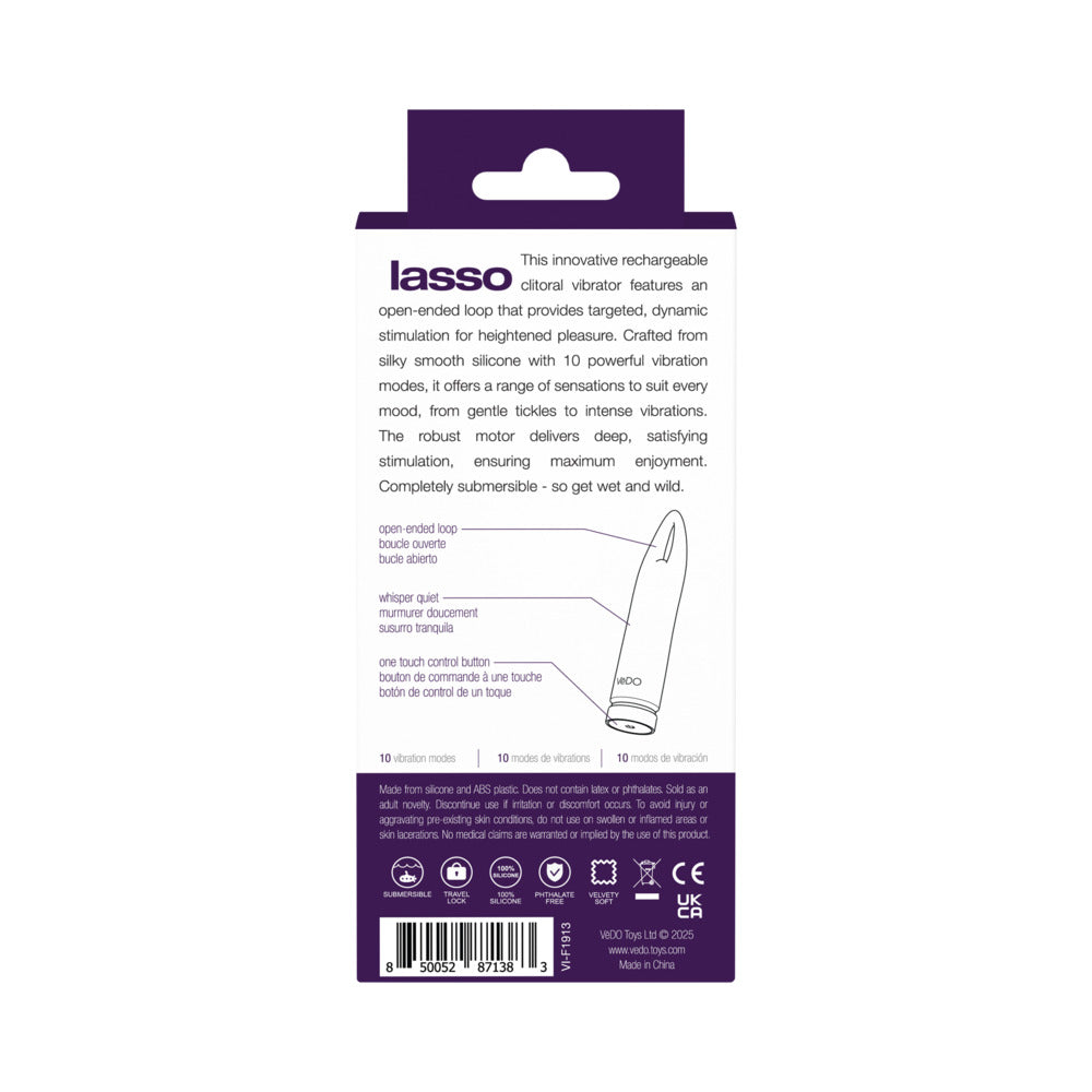 VEDO LASSO RECHARGEABLE BULLET VIBE PURPLE
