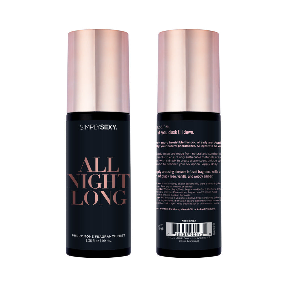 CLASSIC BRANDS - SIMPLY SEXY PHEROMONE BODY MIST ALL NIGHT LONG 3.35 OZ.