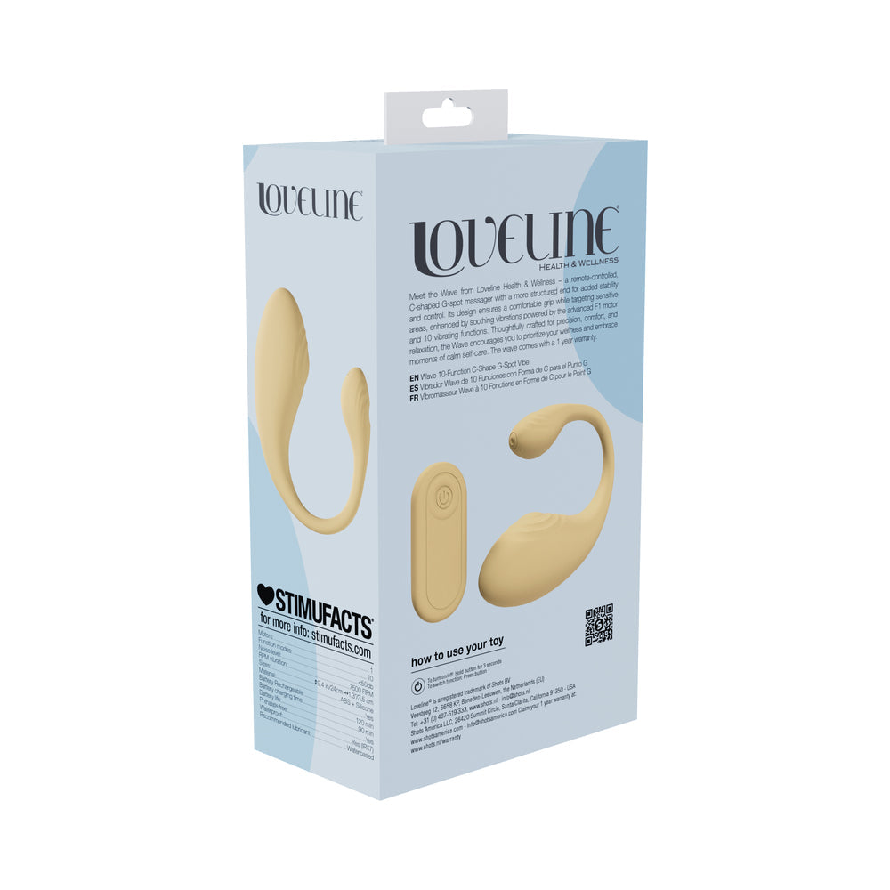 LOVELINE WAVE C-SHAPE VIBE WATERPROOF REMOTE YELLOW