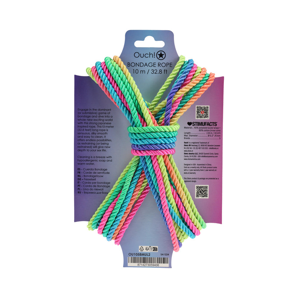 OUCH! BONDAGE ROPE 10 M NYLON MULTICOLOR BRIGHT