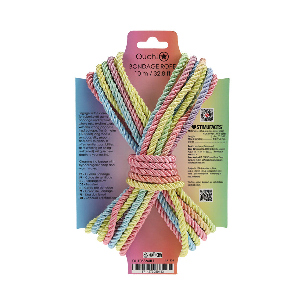 SHOTS - OUCH! BONDAGE ROPE 10 M NYLON MULTICOLOR PASTEL