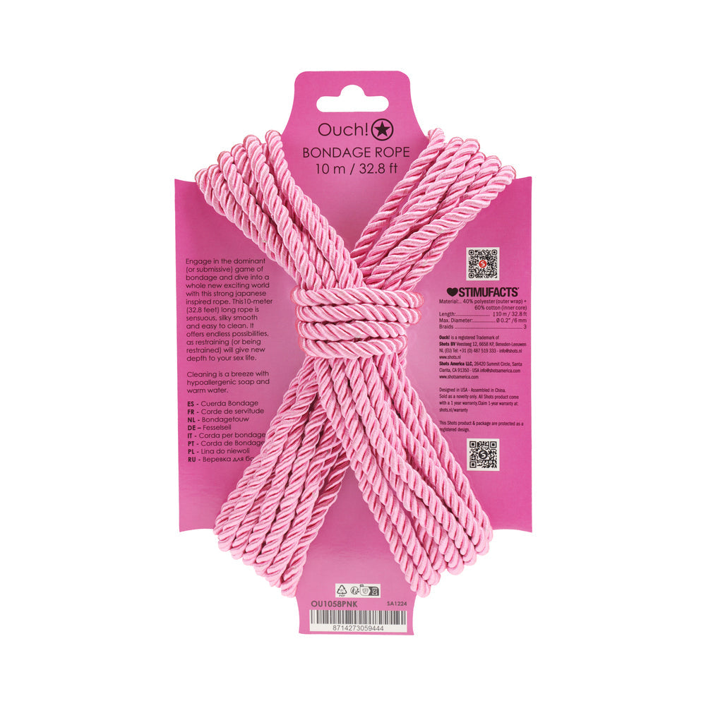 OUCH! BONDAGE ROPE 10 M NYLON PINK