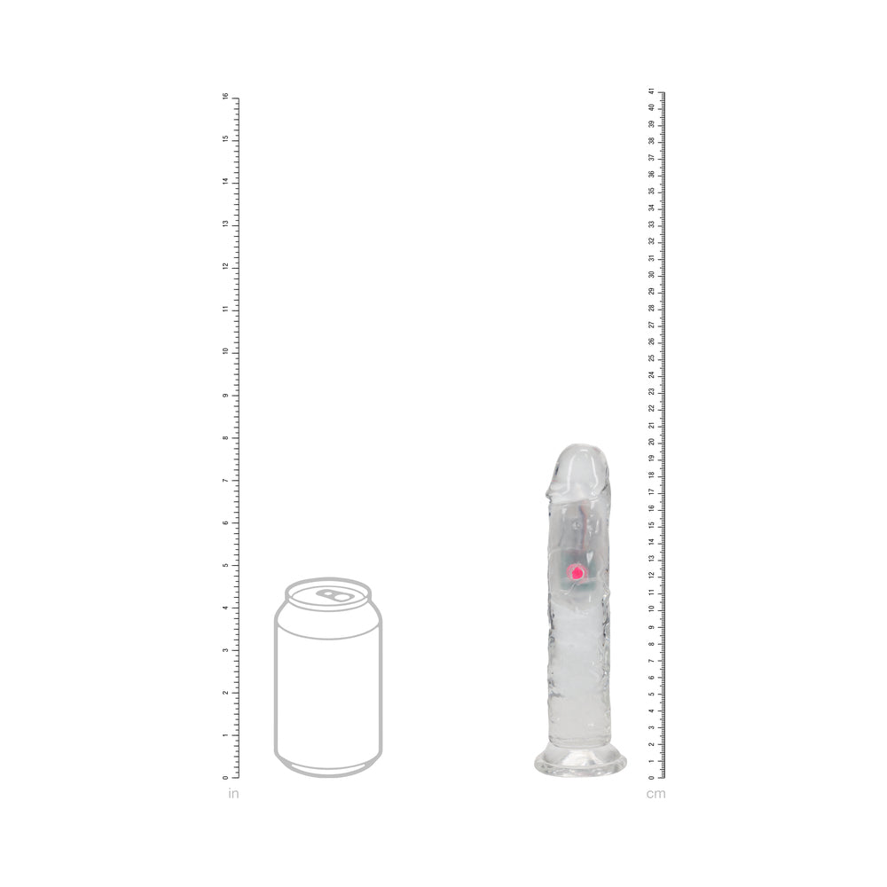 SHOTS - REALROCK WIRELESS RECHARGEABLE REMOTE CONTROL LED VIBRATING 7 IN. DILDO CLEAR