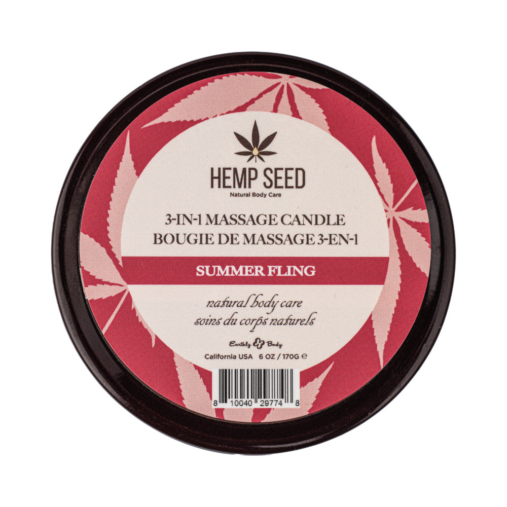EARTHLY BODY HEMP SEED 3-IN-1 MASSAGE CANDLE SUMMER FLING 6 OZ.