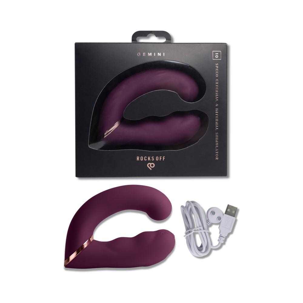 ROCKS-OFF - GEMINI DUAL STIMULATOR BURGUNDY
