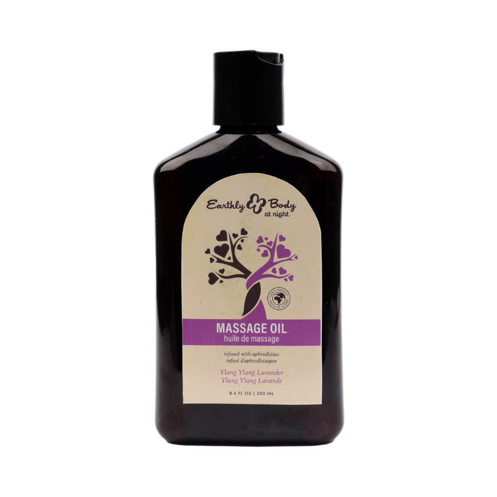 EARTHLY BODY AT NIGHT APHRODISIAC MASSAGE OIL YLANG YLANG LAVENDER 8.4 OZ.