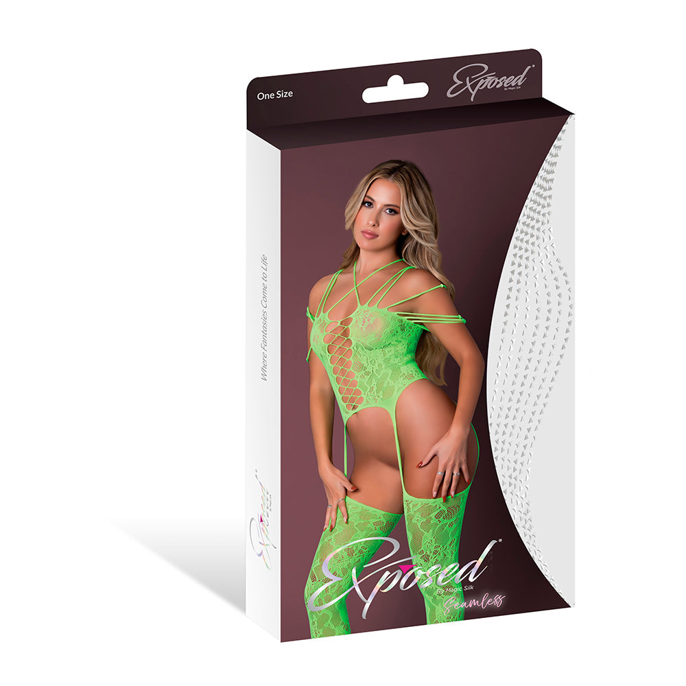 MAGIC SILK SEAMLESS BODYSTOCKING NEON LIME O/S