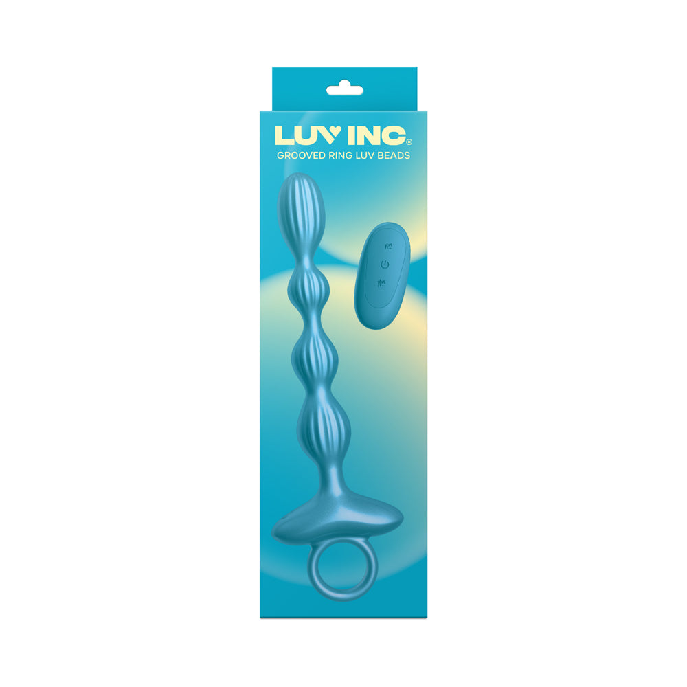 LUV INC GR41: GROOVED RING LUV BEADS METALLIC BLUE