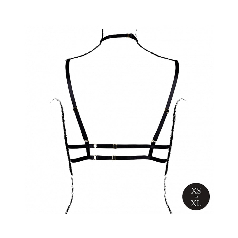 LE DESIR OPEN CUP TRIANGLE BRA WITH NECK STRAP AND ADJUSTABLE SLIDERS BLACK O/S