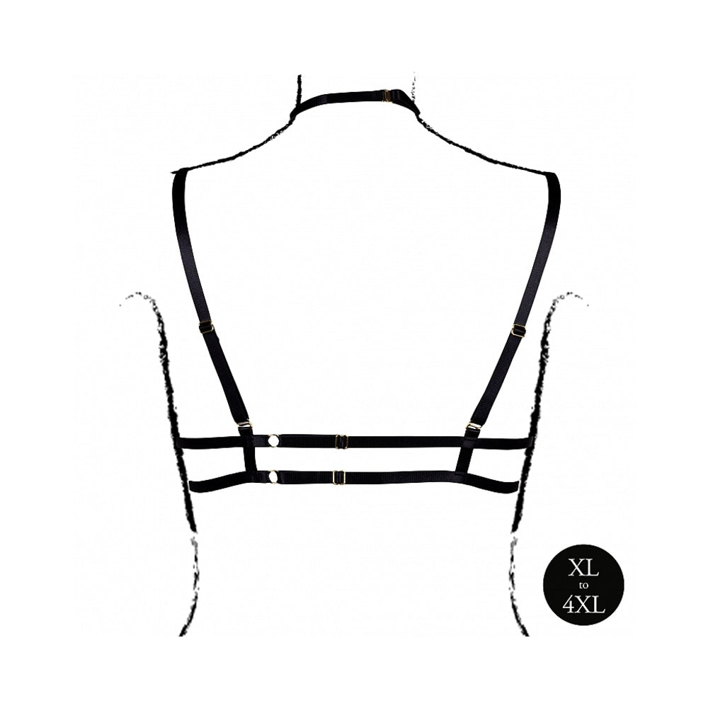 LE DESIR OPEN CUP TRIANGLE BRA WITH NECK STRAP AND ADJUSTABLE SLIDERS BLACK QUEEN SIZE