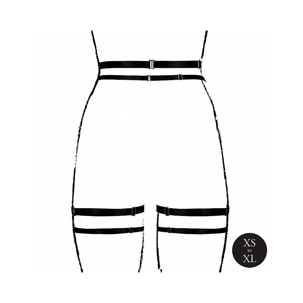 LE DESIR DOUBLE STRAP GARTER BELT WITH ADJUSTABLE SLIDERS BLACK O/S