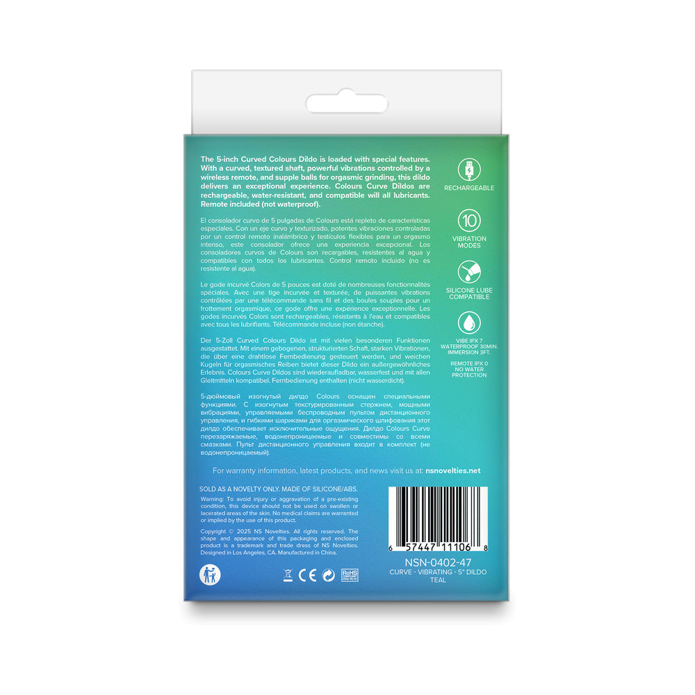 COLOURS CURVE VIBRATING 5 IN. DILDO TEAL