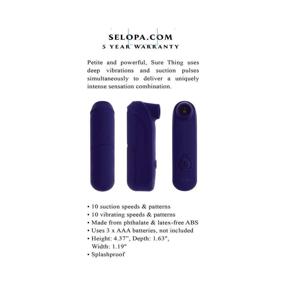 SELOPA SURE THING AAA BATTERY VIBRATING SUCTION SILICONE PURPLE