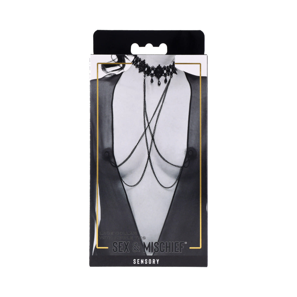 SPORTSHEETS SEX & MISCHIEF LACE COLLAR WITH NIPPLE TIES