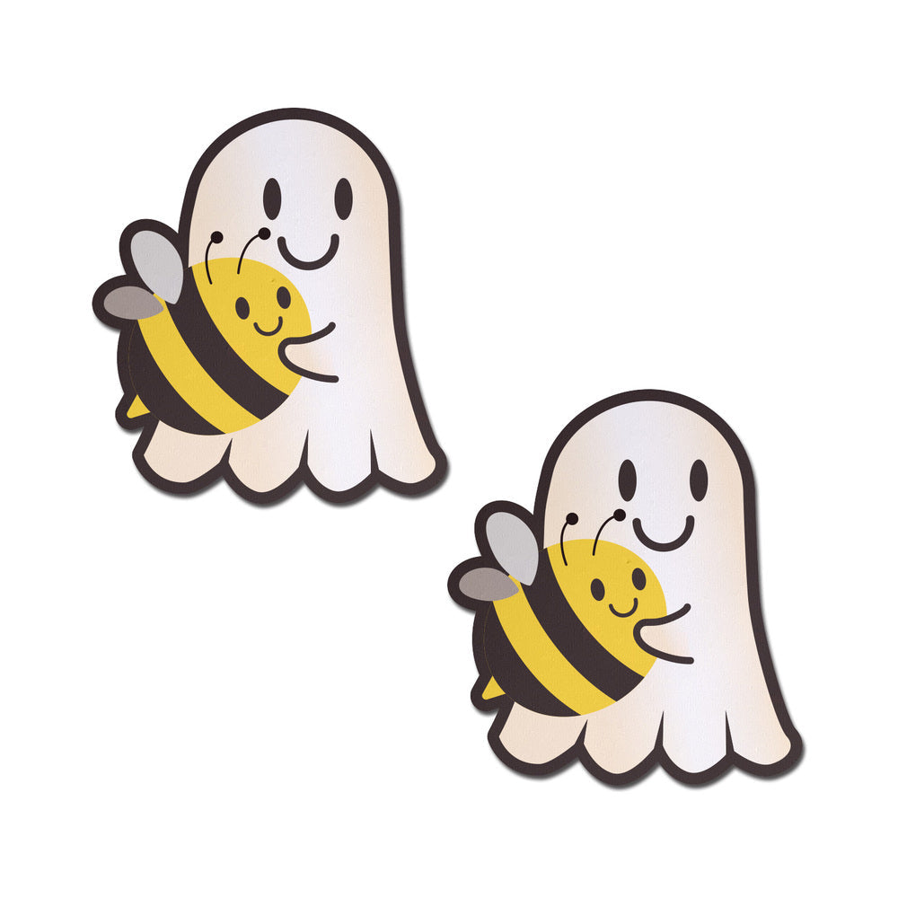 PASTEASE BOO-BEE PASTIES: KAWAII GHOST WITH BEE FRIEND NIPPLE COVERS