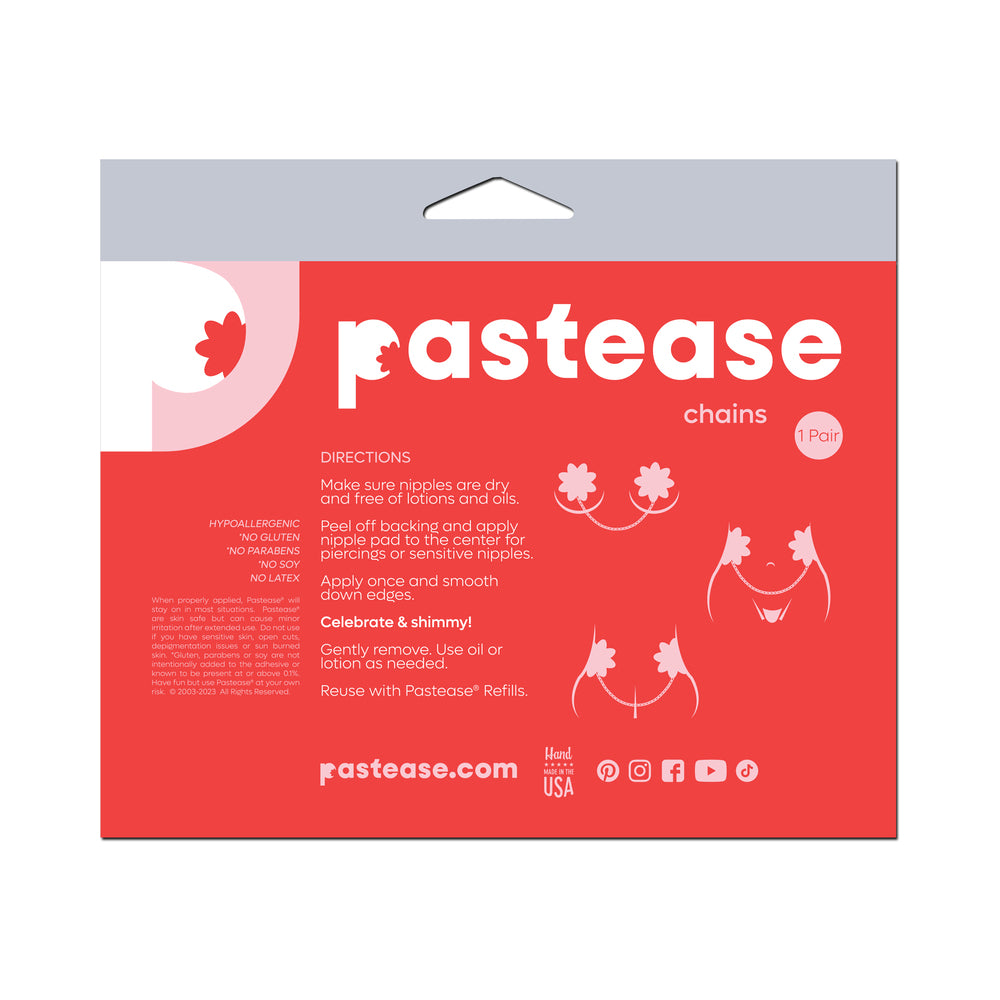 PASTEASE - CHAINS: BLACK SHATTERED DISCO BALL HEART WITH GOLD CHAINS PASTIES