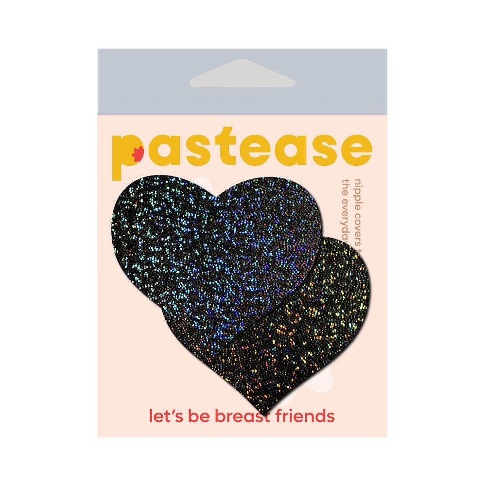 PASTEASE - LOVE: BLACK GLITTER HEARTS PASTIES