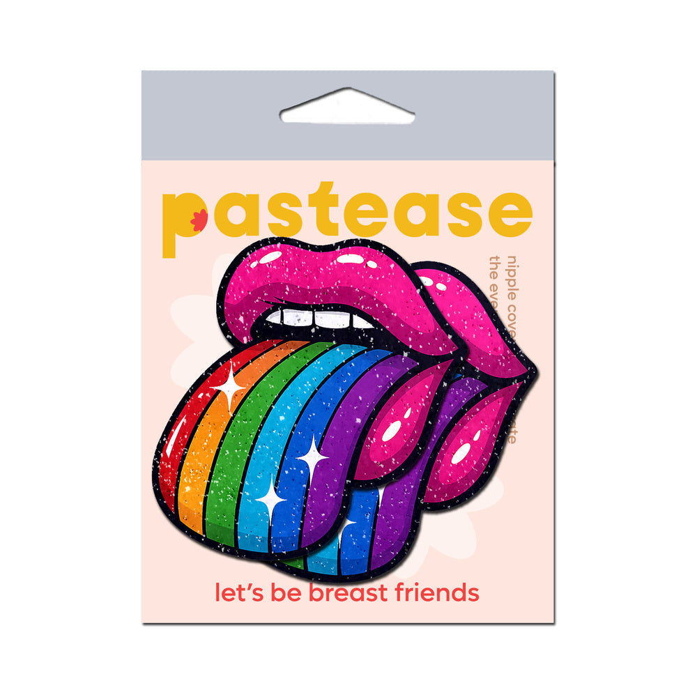 PASTEASE - TASTE THE RAINBOW SPARKLING TONGUE OUT BREAST COVERS