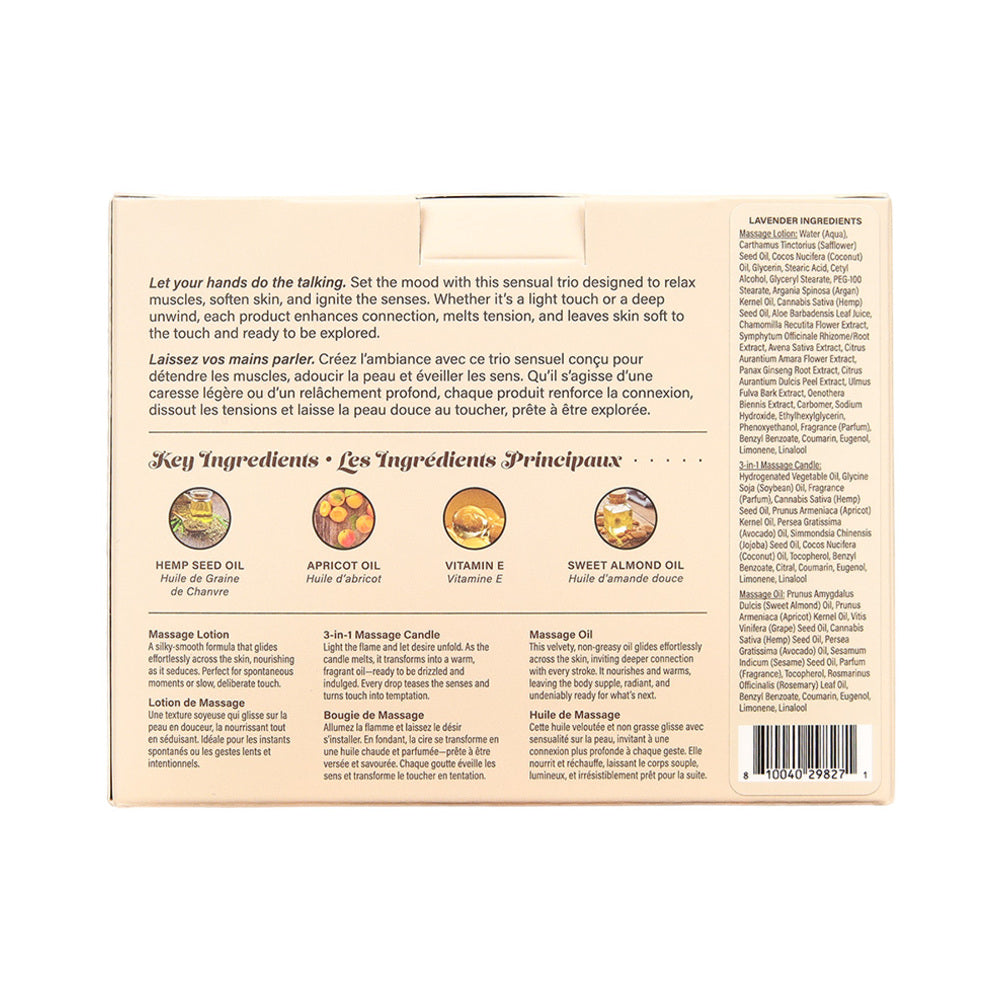 EARTHLY BODY HEMP SEED MASSAGE IN A BOX GIFT SET LAVENDER