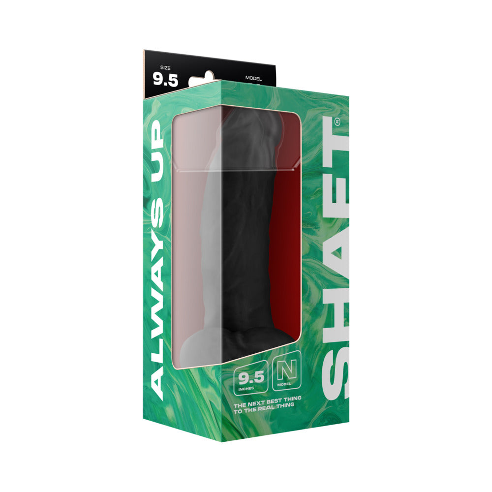 SHAFT - MODEL N 9.5 IN. LIQUID SILICONE DONG WITH BALLS BLACK