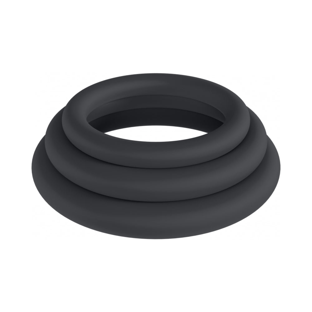 LEVELZ CLASSIC SILICONE COCK RING SET OF 3 (XS/S/M) BLACK
