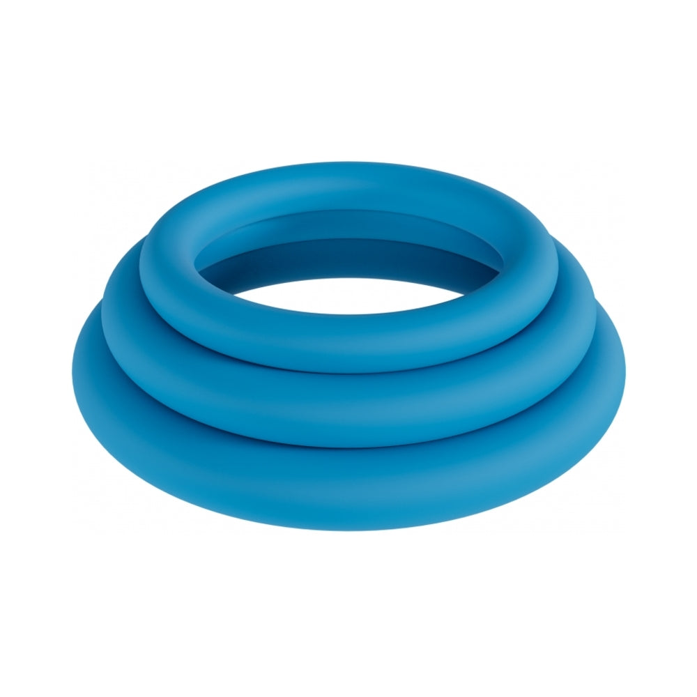 LEVELZ CLASSIC SILICONE COCK RING SET OF 3 (XS/S/M) TEAL