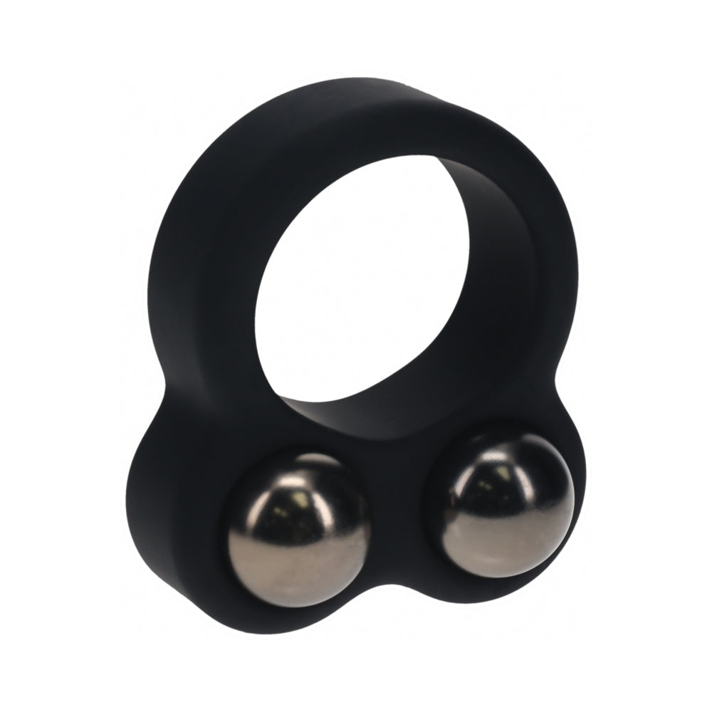 LEVELZ LIQUID SILICONE DOUBLE WEIGHTED BALL COCK RING BLACK