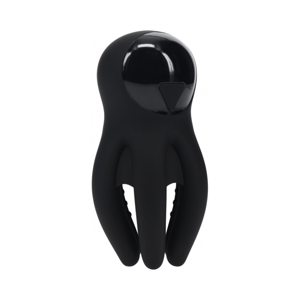 SHOTS - LEVELZ DIGITAL VIBRATING SILICONE PENIS HEAD STIMULATOR WITH TENTACLES BLACK