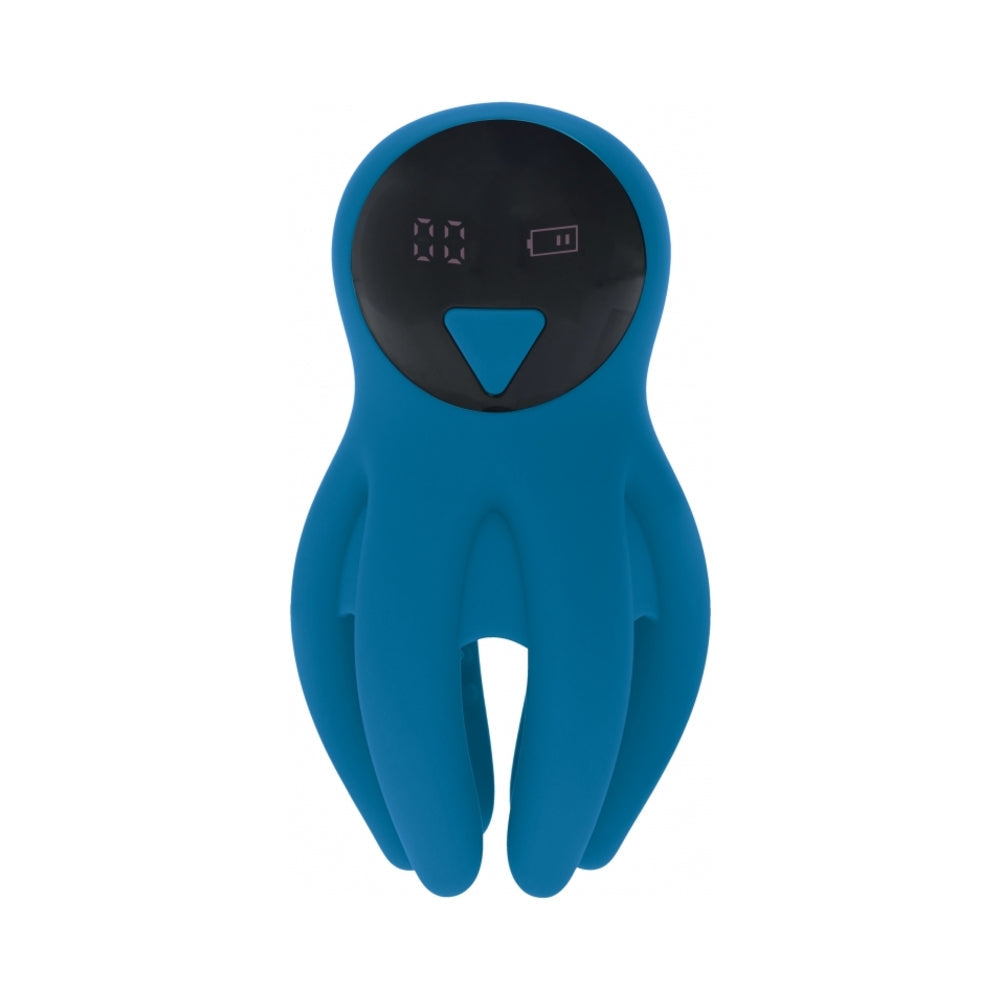LEVELZ DIGITAL VIBRATING SILICONE PENIS HEAD STIMULATOR WITH TENTACLES TEAL