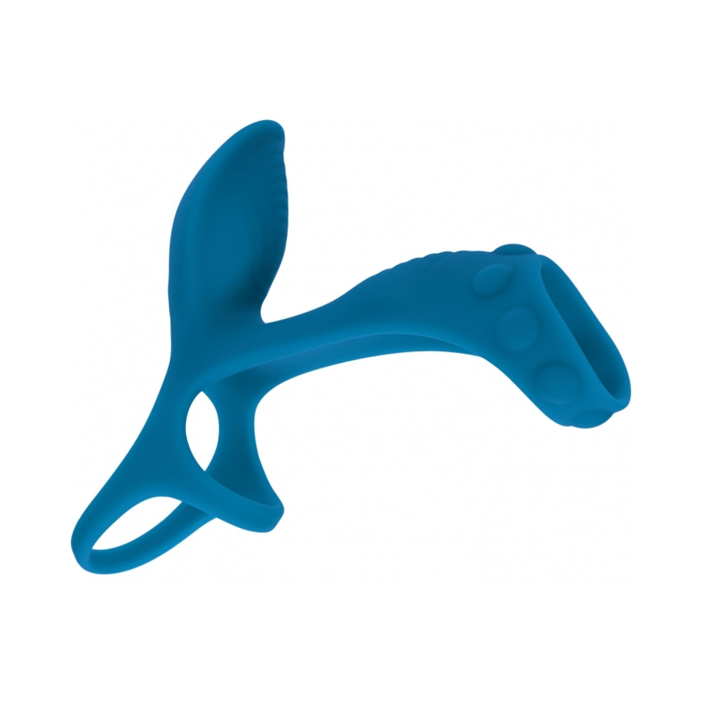 LEVELZ VIBRATING SILICONE COCK & BALL RING WITH SHAFT LOOP TEAL
