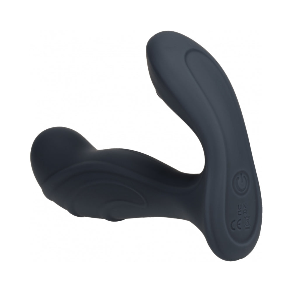 LEVELZ RIBBED VIBRATING SILICONE PROSTATE STIMULATOR BLACK