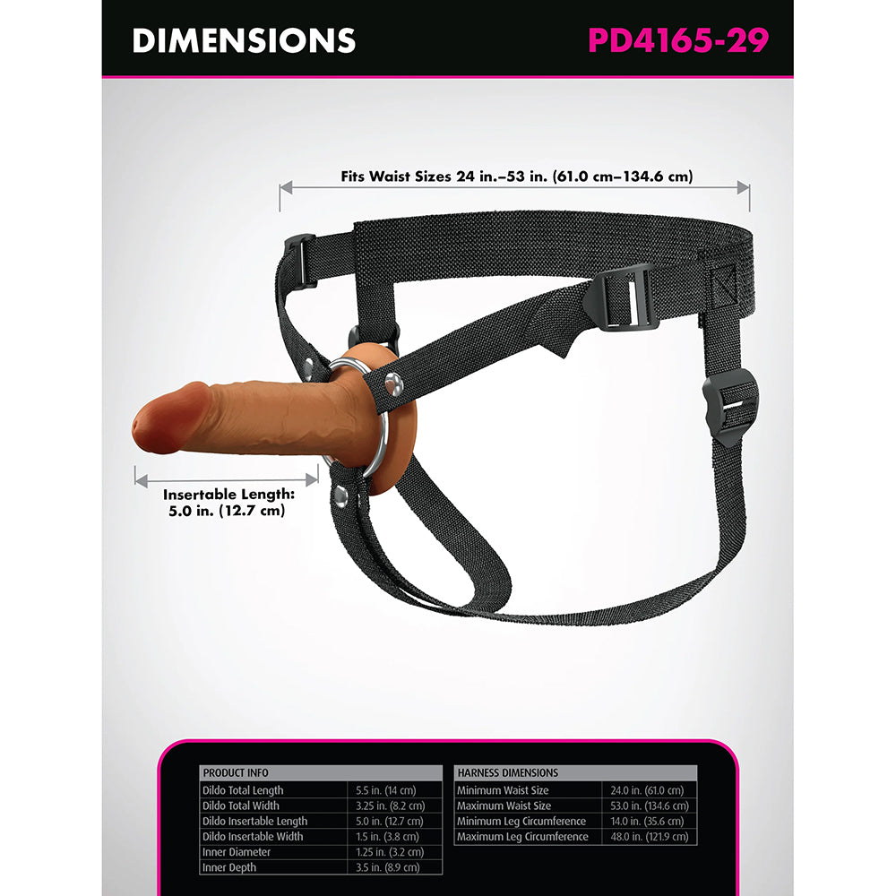 FANTASY X-TENSIONS ELITE SILICONE HOLLOW STRAP-ON DUAL DENSITY 5 IN. BROWN