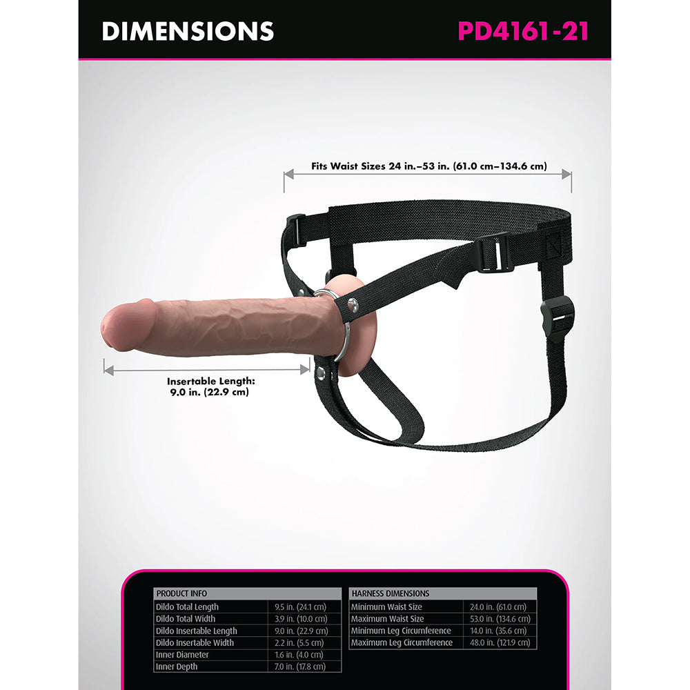 PIPEDREAM - FANTASY X-TENSIONS ELITE SILICONE HOLLOW STRAP-ON DOBLE DENSIDAD 9 PULG. LIGERO